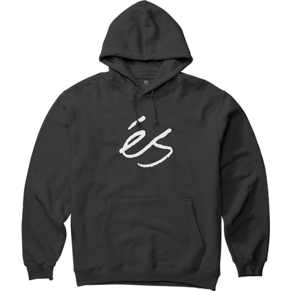 Es Skateboarding Men's Script Logo Pullover Fleece Hoodie Sweatshirt in Black